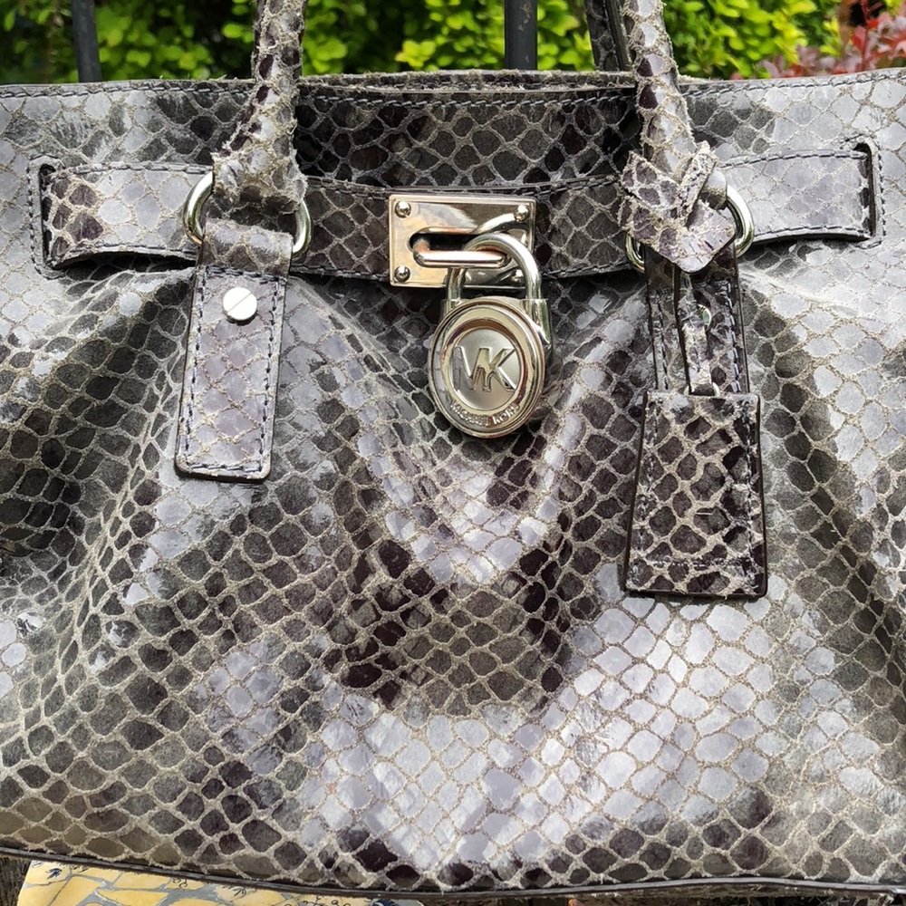 Michael Kors Grey Reptile Skin Handbag - Picture 2 of 8